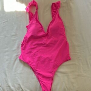 Bright Pink Cheeky One Piece Bathing Suit